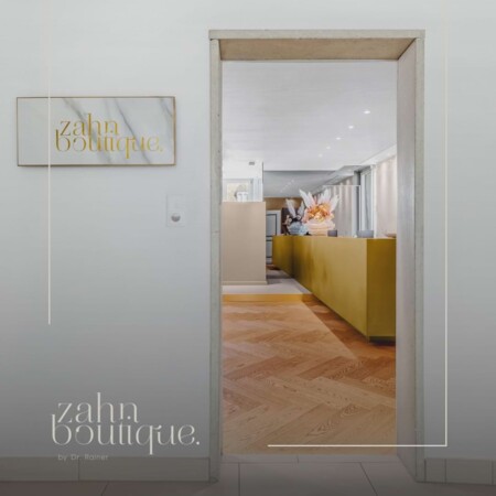 Instagram-Post der Zahnboutique Z&uuml;rich &ndash;&nbsp;Blick in den modernen EIngangsbereich der Zahnarztpraxis